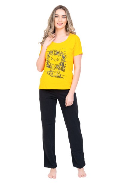 Pijama dama, Natalee, Ciufulici, negru cu orange