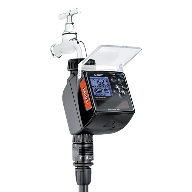 Programator pentru sistem de irigatie, CLABER, Tempo Hybrid 8487, cu Panou Fotovoltaic, Negru