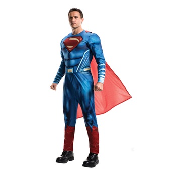Costum carnaval adulti Superman cu muschi, albastru , marime universala Costum carnaval adulti Superman cu muschi, albastru , marime universala