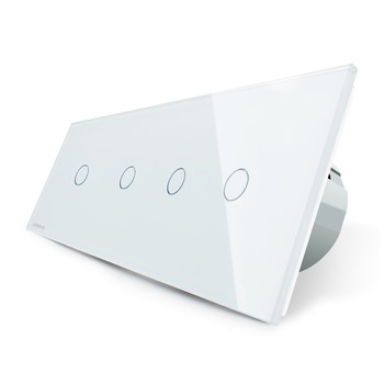 Intrerupator LIVOLO cu touch din sticla cu 4 intrerupatoare simple, Alb, Protocol ZigBee, Control de pe telefon Intrerupator LIVOLO cu touch din sticla cu 4 intrerupatoare simple, Alb, Protocol ZigBee, Control de pe telefon