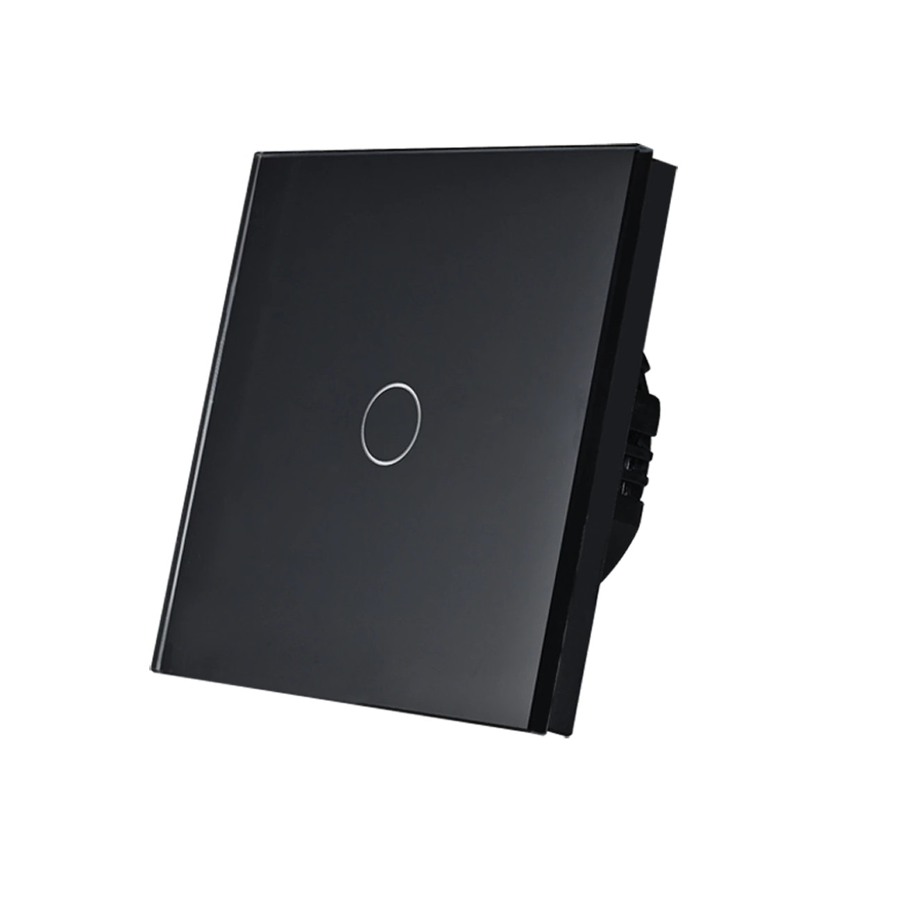 Modul intrerupator simplu tactil negru WIFI compatibil Google Home si Amazon Alexa