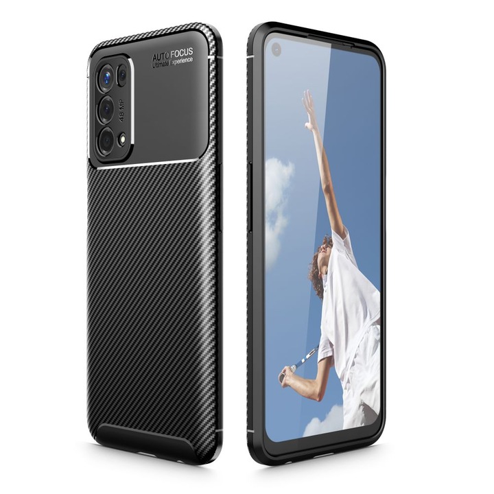 Tech-Protect TPUCarbon tok, Oppo A54 5G / A74 5G-hez, fekete