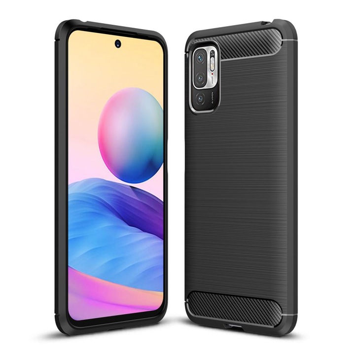 Tech-Protect TPUCarbon tok Xiaomi Poco M3 Pro 5G / Redmi Note 10 5G telefonhoz, fekete
