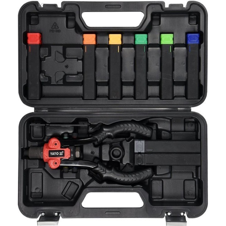 Комплект ръчна нитачка Yato, 3 в 1, поп нитове, нит гайки, 2 режещи глави, 260 мм