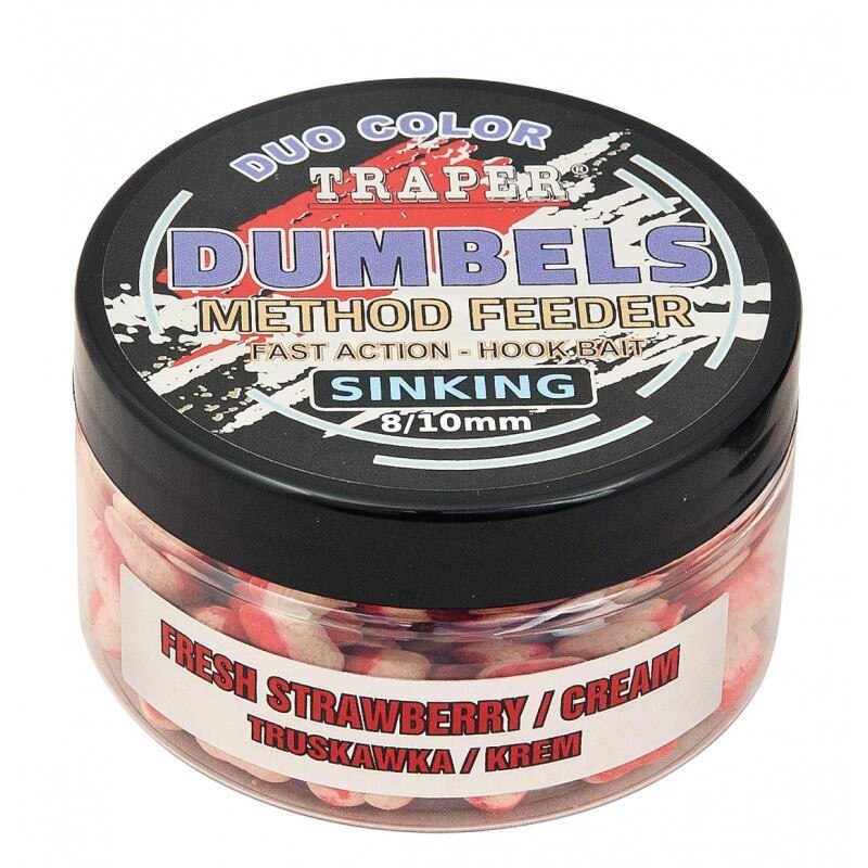 Pelete DUO COLOR scufundatoare 8/10mm Traper Smantana si Capsuni 50 g