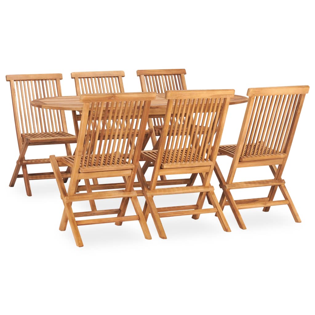 Set mobilier de exterior pliabil cu 7 piese vidaXL, Lemn de tec, 160 x 80 x 75 cm, Maro