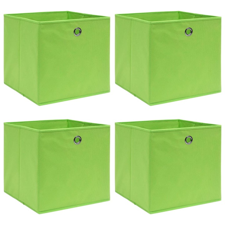 Set de 4 cutii de depozitare, vidaXL, Tesatura, 32x32x32 cm, Verde 288369