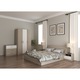 Set Mobila Dormitor Asaro Boston , Pat 160x200 cm, Dulap, 2 Noptiere, Comoda, Culoare Sonoma/Alb