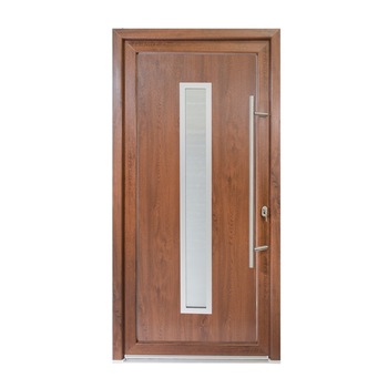 Usa intrare PVC Serena, 5 camere izolare, 1000x2000 mm, deschidere dreapta privit din interior, maner spatial la exterior, nuc pe ambele fete Usa intrare PVC Serena, 5 camere izolare, 1000x2000 mm, deschidere dreapta privit din interior, maner spatial la exterior, nuc pe ambele fete