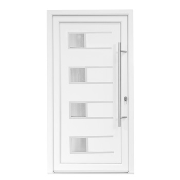 Usa intrare PVC Efraim, 5 camere izolare, 1000x2000 mm, deschidere dreapta privit din interior, maner spatial la exterior, alb Usa intrare PVC Efraim, 5 camere izolare, 1000x2000 mm, deschidere dreapta privit din interior, maner spatial la exterior, alb