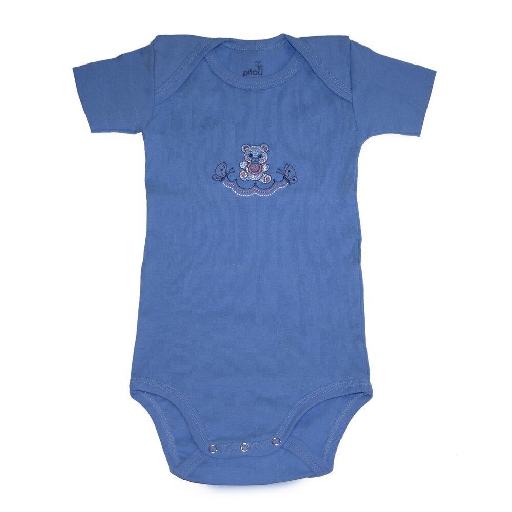 Body bebelusi cu maneca scurta, Pifou, Model 6, Albastru deschis