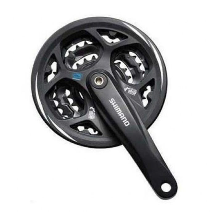 Angrenaj pedalier Shimano Altus Fc-M311-L, 42X32X22T, brat 175mm, pentru 7/8 viteze pe spate, pentru lant Hg, cu cg, compatibil chaincase, culoare negru