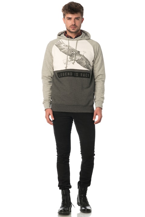 Hanorac gri, pentru barbati, Jack&Jones, cu gluga, 12112457