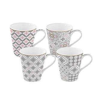 Set 4 cani - Grey Pattern Coffee, Portelan, 300 ml, Multicolor Set 4 cani - Grey Pattern Coffee, Portelan, 300 ml, Multicolor