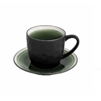 Ceasca cu farfurie - Stoneware Origin - Green, Ceramica, 240 ml Ceasca cu farfurie - Stoneware Origin - Green, Ceramica, 240 ml