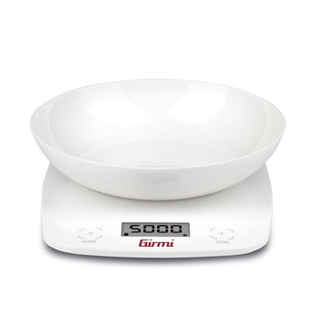Cantar de bucatarie electronic cu bol Girmi, capacitate max. 5 kg, diviziune 1g, functie tara, oprire automata, alb Cantar de bucatarie electronic cu bol Girmi, capacitate max. 5 kg, diviziune 1g, functie tara, oprire automata, alb