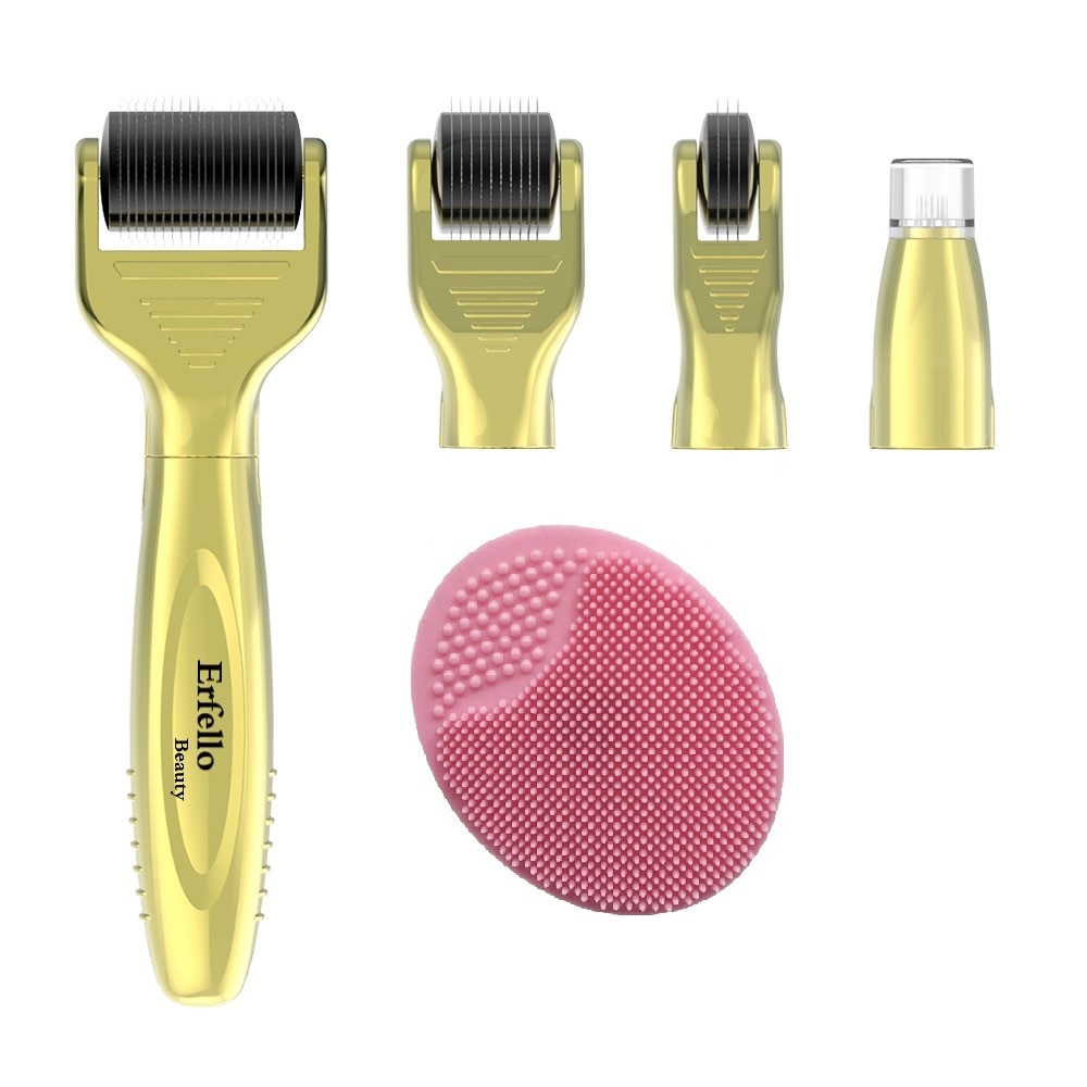Rola dermatologica Erfello pentru masaj facial - 6in1, Dermaroller, Ace din titan