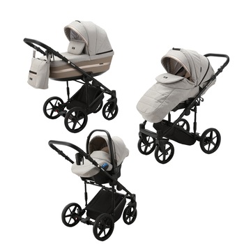 Carucior 3 in 1 ADAMEX RIMINI ALU, LUX Collection, Linen & EcoLeather RY44, Camel Beige Carucior 3 in 1 ADAMEX RIMINI ALU, LUX Collection, Linen & EcoLeather RY44, Camel Beige