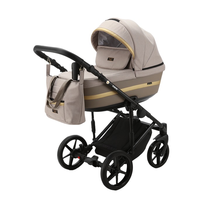 Carucior 3 in 1 ADAMEX RIMINI ALU, LUX Collection, Linen & EcoLeather RY16, Golden Sand