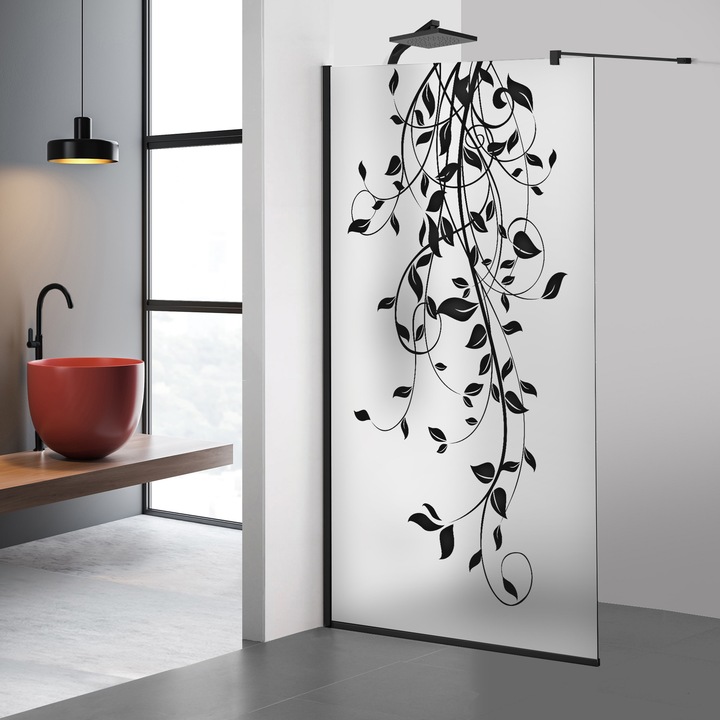 Paravan dus walk-in Aqua Roy® Black, model Dance negru, feronerie full inox negru mat, sticla 8 mm mata, securizata, 80x195 cm