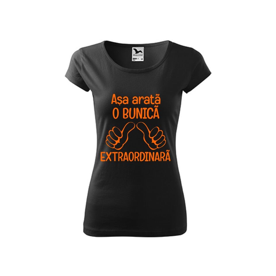 Tricou femei personalizat Bunica, Malfini, Negru, M