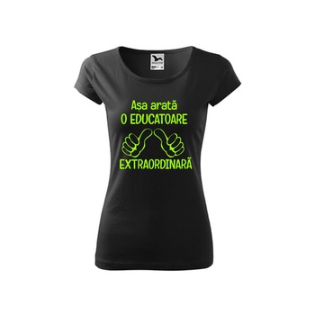 Tricou femei personalizat Educatoare, Malfini, Negru, XL Tricou femei personalizat Educatoare, Malfini, Negru, XL