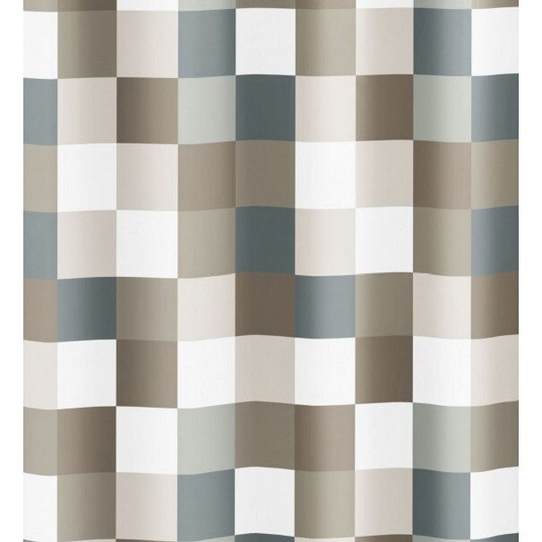 Perdea de dus Kleine Wollke cu patrate gri si maro Check 100% poliester de inalta calitate cu aspect textil 180x200cm