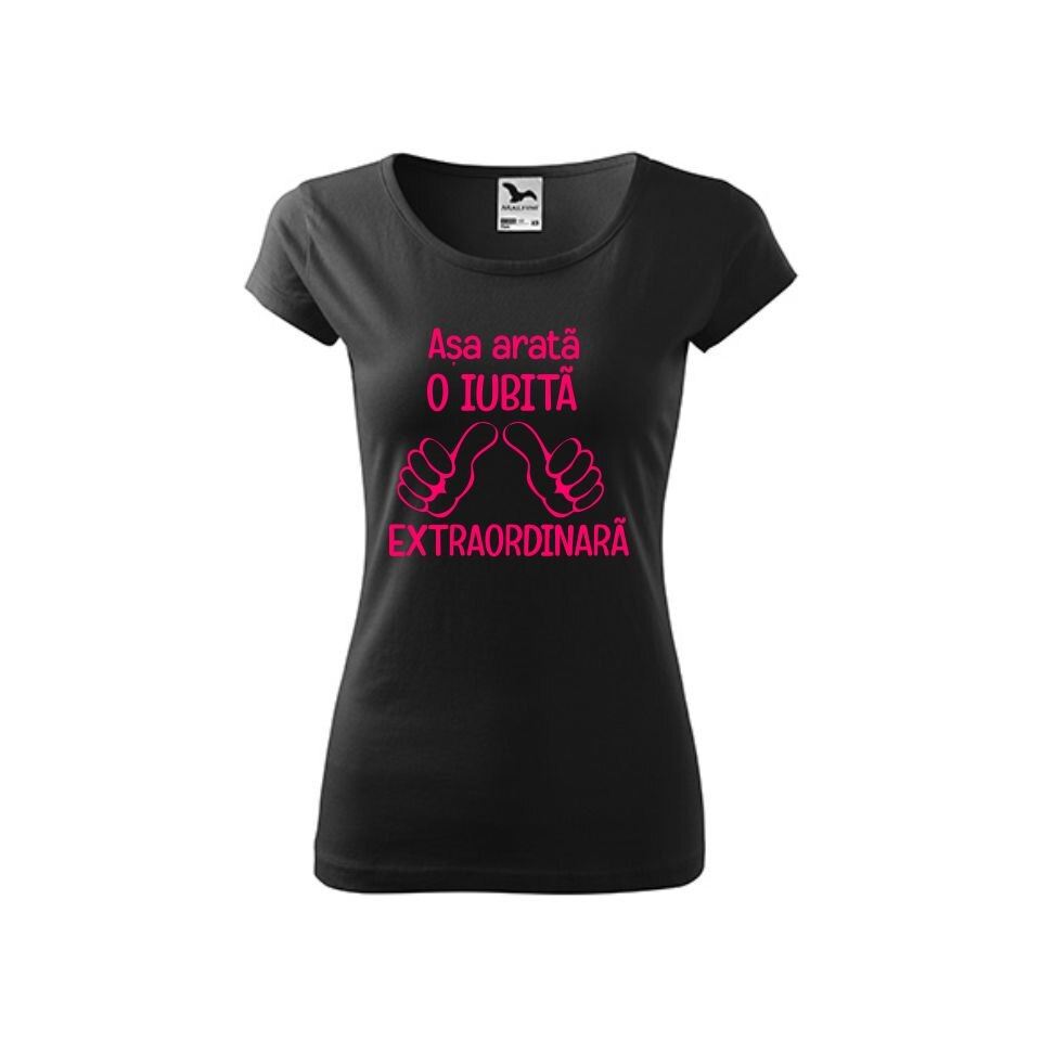 Tricou femei personalizat Iubita, Malfini, Negru, L