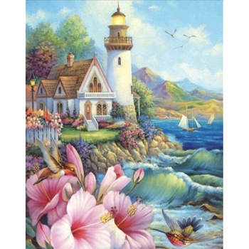 Set pictura pe numere, Tablou 928 Picteaza Dupa Numere, Farul si pasarea Colibri, 40x50 cm - Krista® Set pictura pe numere, Tablou 928 Picteaza Dupa Numere, Farul si pasarea Colibri, 40x50 cm - Krista®