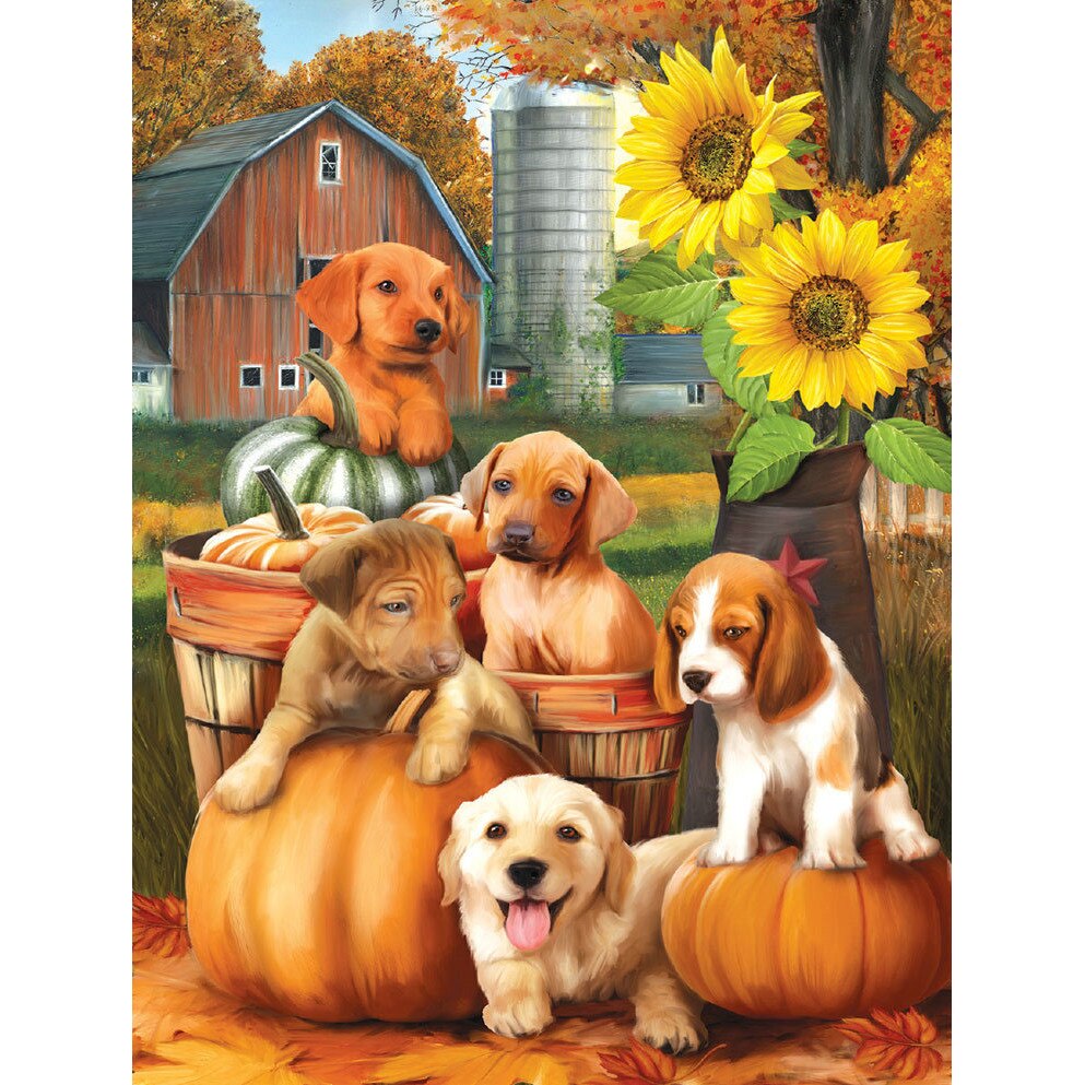 Set pictura pe numere, Tablou 930 Picteaza Dupa Numere, Cinci catelusi, 40x50 cm - Krista®