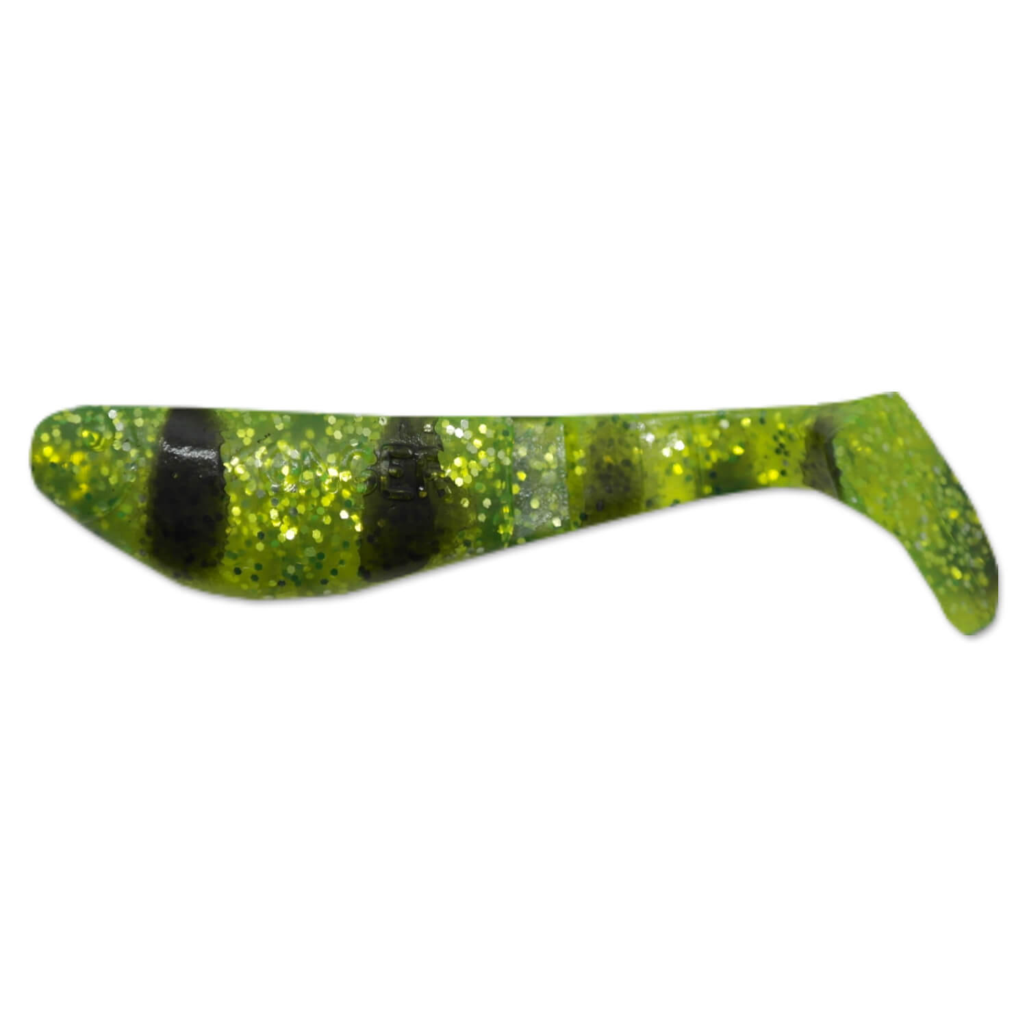 Set 5buc Shad Konger Killer Shadow, 11cm, 13.5gr, culoarea Verde Glitter, negru tigrat