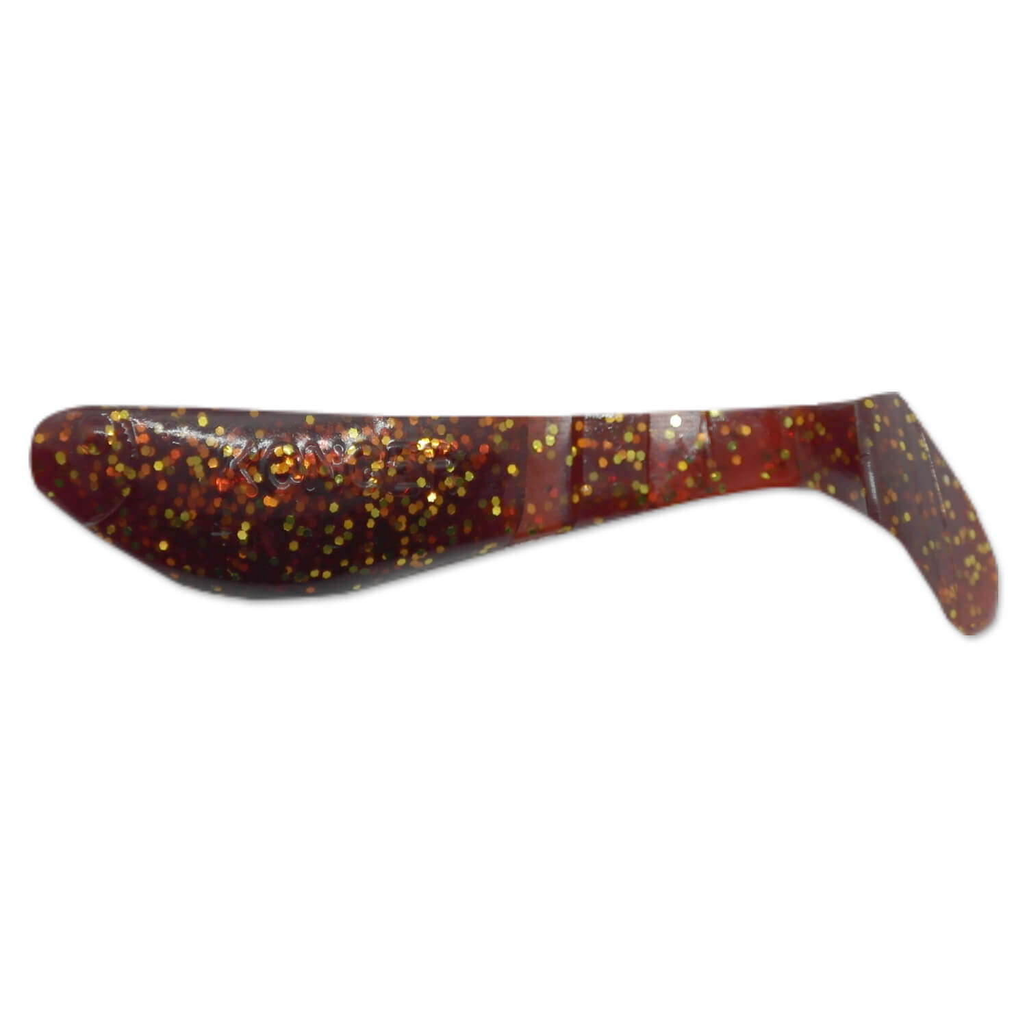 Set 4buc Shad Konger Killer Shadow, 9cm, 7gr, culoarea Motoroil, glitter argintiu