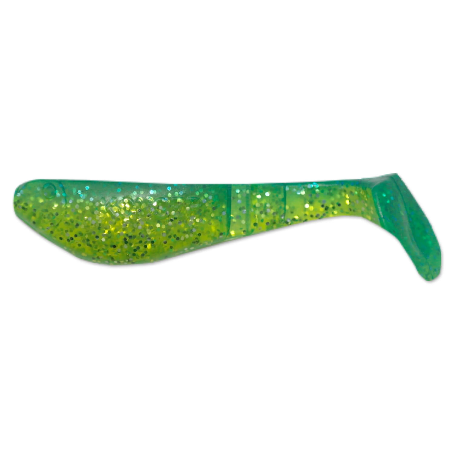 Set 5buc Shad Konger Killer Shadow 7.5cm, 4gr, culoarea Verde glitter, spate verde