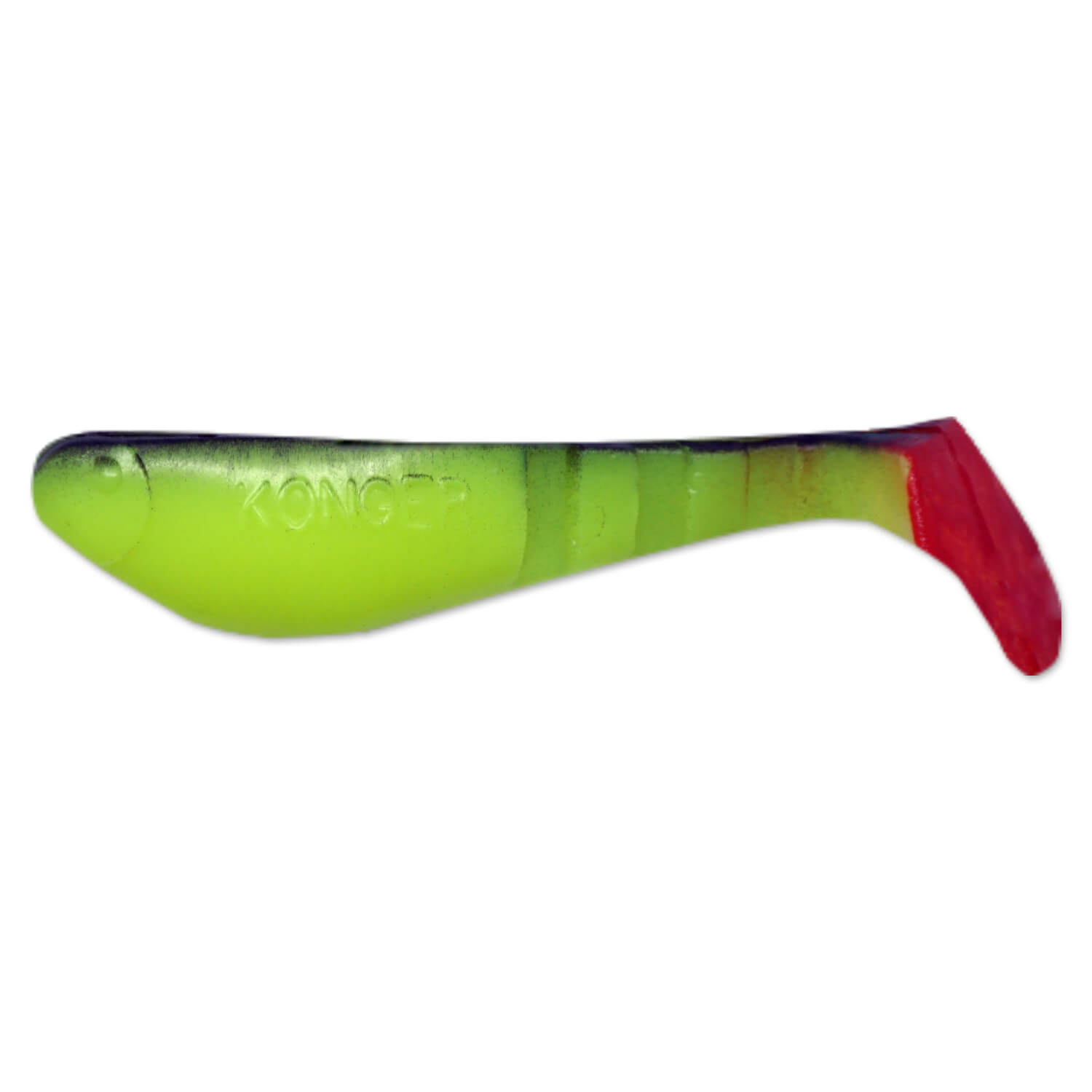 Set 5buc Shad Konger Killer Shadow 7.5cm, 4gr, culoarea Galben Neon, spate negru, coada rosie