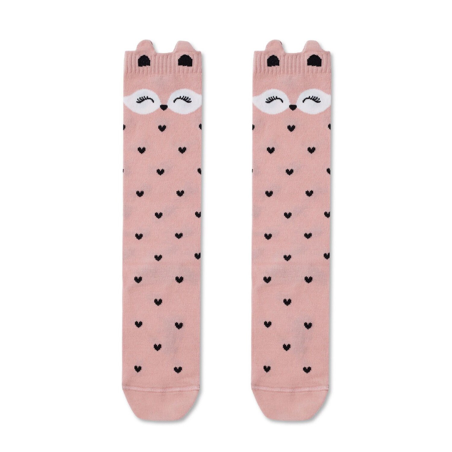 Sosete peste genunchi cu model inimioare, Tip-Top 054, Roz prafuit