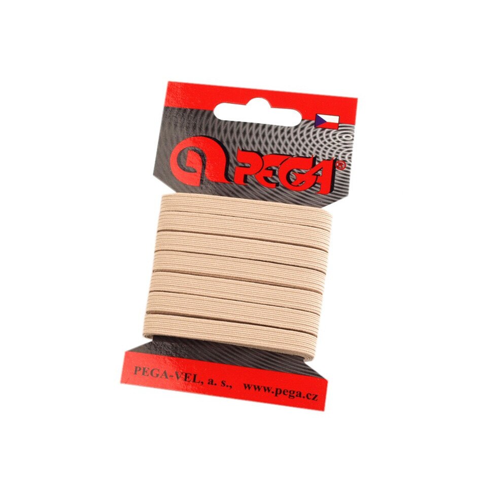 Elastic simplu plat, latime 6.6 mm, lungime 5 m, Crem