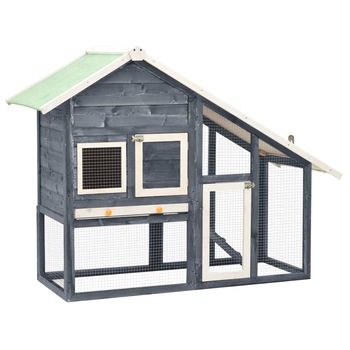Cusca iepuri, gri/alb,140 x 63 x 120 cm, lemn masiv de brad Cusca iepuri, gri/alb,140 x 63 x 120 cm, lemn masiv de brad