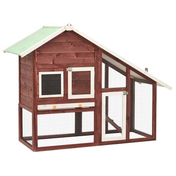 Cusca iepuri, cafeniu/alb,140 x 63 x 120 cm, lemn masiv brad Cusca iepuri, cafeniu/alb,140 x 63 x 120 cm, lemn masiv brad