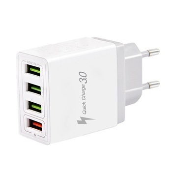 Incarcator de perete travel 30W 1 x USB 3.0 QuickCharge si 3 x USB 3.1A Auto ID ,alb - bulk Incarcator de perete travel 30W 1 x USB 3.0 QuickCharge si 3 x USB 3.1A Auto ID ,alb - bulk