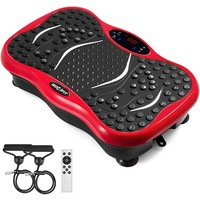 Aparat vibromasaj, GO4FIT, model GF1000, platforma vibratii cu 2 benzi de rezistenta fitness, greutate maxim admisa 120 kg, putere 200 W, telecomanda inclusa, rosu