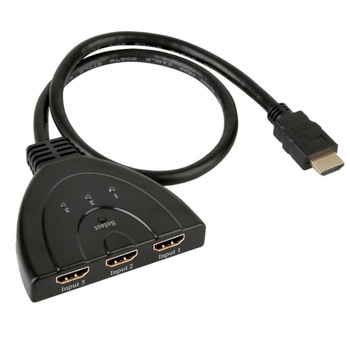 Cablu Splitter switch HDMI cu 3 Porturi, 4K * 2K, 2160P, HUB multi Switcher cu Cablu HDMI, Negru Cablu Splitter switch HDMI cu 3 Porturi, 4K * 2K, 2160P, HUB multi Switcher cu Cablu HDMI, Negru
