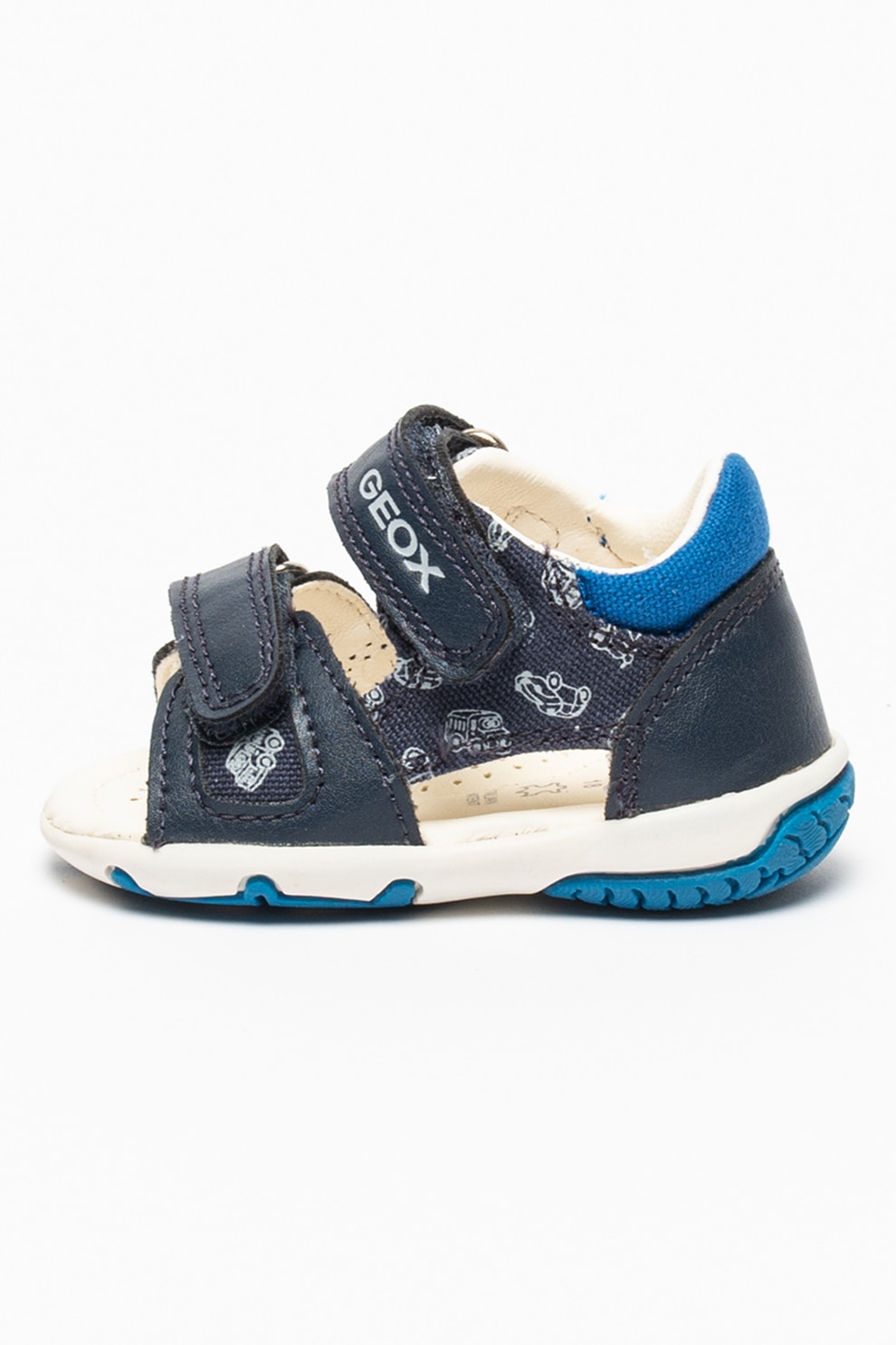 Geox, Sandale de piele ecologica cu velcro Elba, Bleumarin/Albastru royal