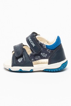 Geox, Sandale de piele ecologica cu velcro Elba, Bleumarin/Albastru royal Geox, Sandale de piele ecologica cu velcro Elba, Bleumarin/Albastru royal
