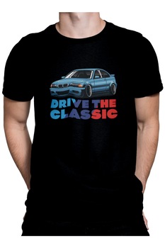 Tricou personalizat pentru pasionatii de BMW, Priti Global, cadou inedit aniversare, Drive the classic, Negru Tricou personalizat pentru pasionatii de BMW, Priti Global, cadou inedit aniversare, Drive the classic, Negru