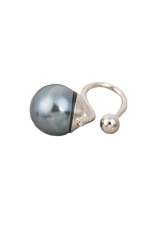 Cercel ear cuff minimal, veriguta subtire cu perla mare Gri Urechea stanga sau dreapta