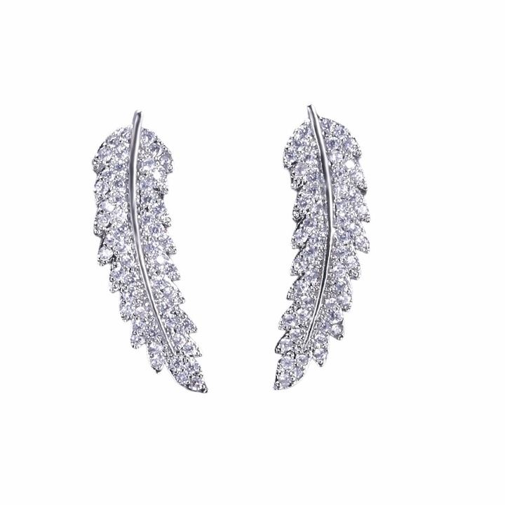 Cercei argintii, forma de aripi, cu pietre din zirconiu, Thomina C5, Pursehuit