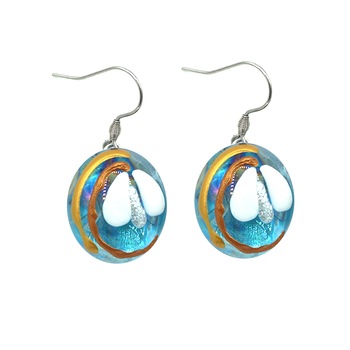 Cercei handmade, pictati pe sticla rotunjita, Regalo - Ghiocei glaciari, accesorii inox si sticla, cutie cadou Cercei handmade, pictati pe sticla rotunjita, Regalo - Ghiocei glaciari, accesorii inox si sticla, cutie cadou