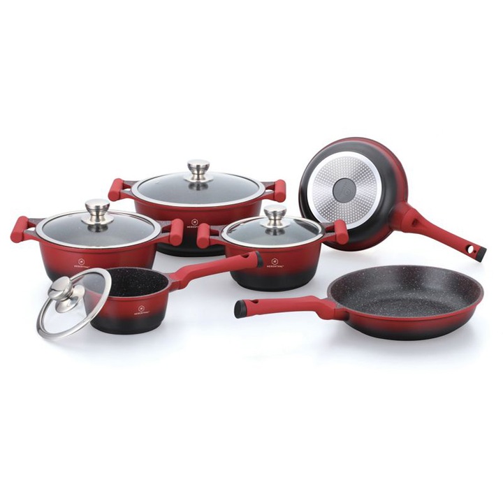 Set Oale Herenthal, inductie, 10 piese, rosu/negru