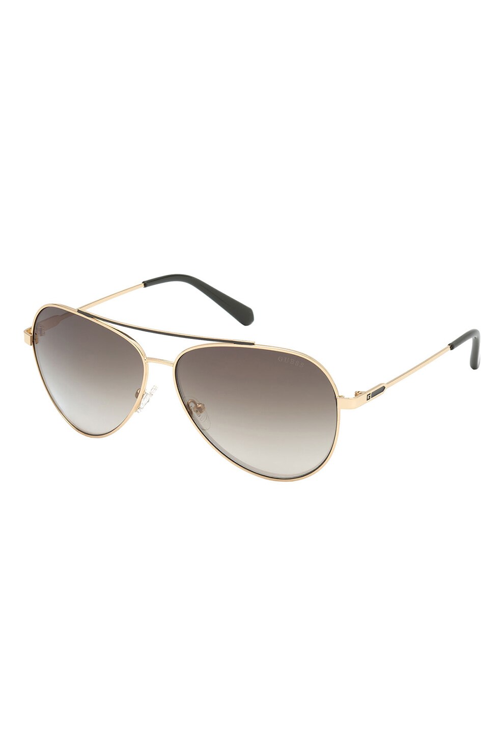 Guess, Ochelari de soare cu rama metalica si lentile polarizate, Auriu
