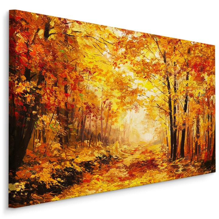 Tablou pe Panza PADURE de Toamna Pictura 3D 120cm x 80cm Canvas, Copaci, Creative decor, Modern, Living